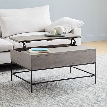 Industrial Storage Pop-Up Coffee Table, Gray - Image 1