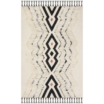Lizette Hand-Knotted Wool/Cotton Ivory Area Rug 5x8 - Image 0
