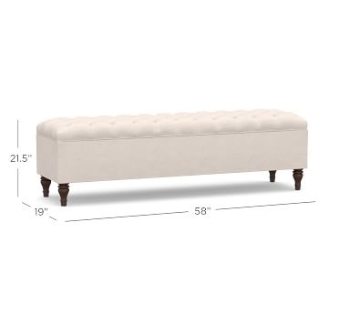 Lorraine Tufted King Storage Bench, Brushed Crossweave Charcoal - Image 2