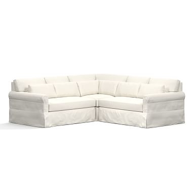 York Roll Arm Slipcovered Deep Seat 3-Piece L-Shaped Corner Sectional, Down Blend Wrapped Cushions, Performance Twill Warm White - Image 2