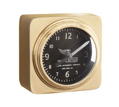 Aviator Desktop Clock, Brass - Image 4