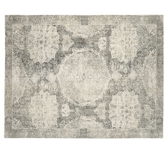 Barret Printed Wool Rug, 5x8', Gray - Image 0