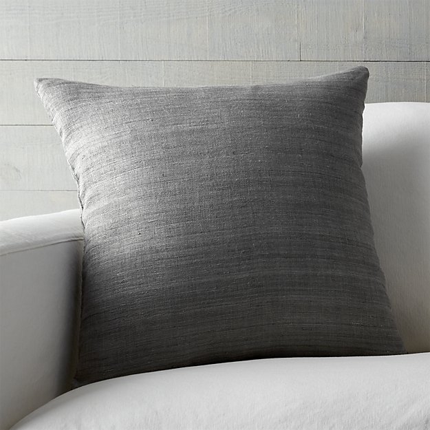 Michaela Smoke Grey 20" Pillow with Feather-Down Insert - Image 0