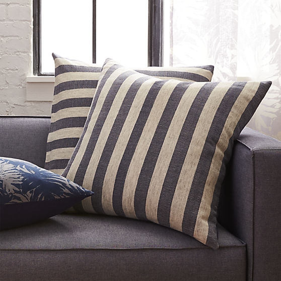 The Hill-Side grey and navy stripes 23" pillow - With insert - Image 2