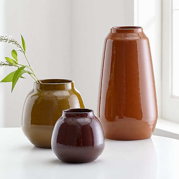 Ansley Medium Olive Green Ceramic Vase - Image 1