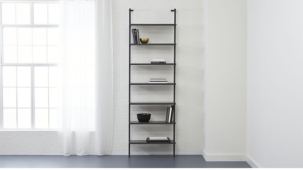 Stairway black 96" wall mounted bookcase - Image 1