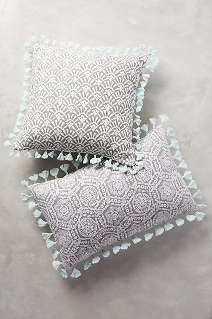 Folding Fans Pillow - 20" x 20" - Light Grey - Polyfill - Image 1
