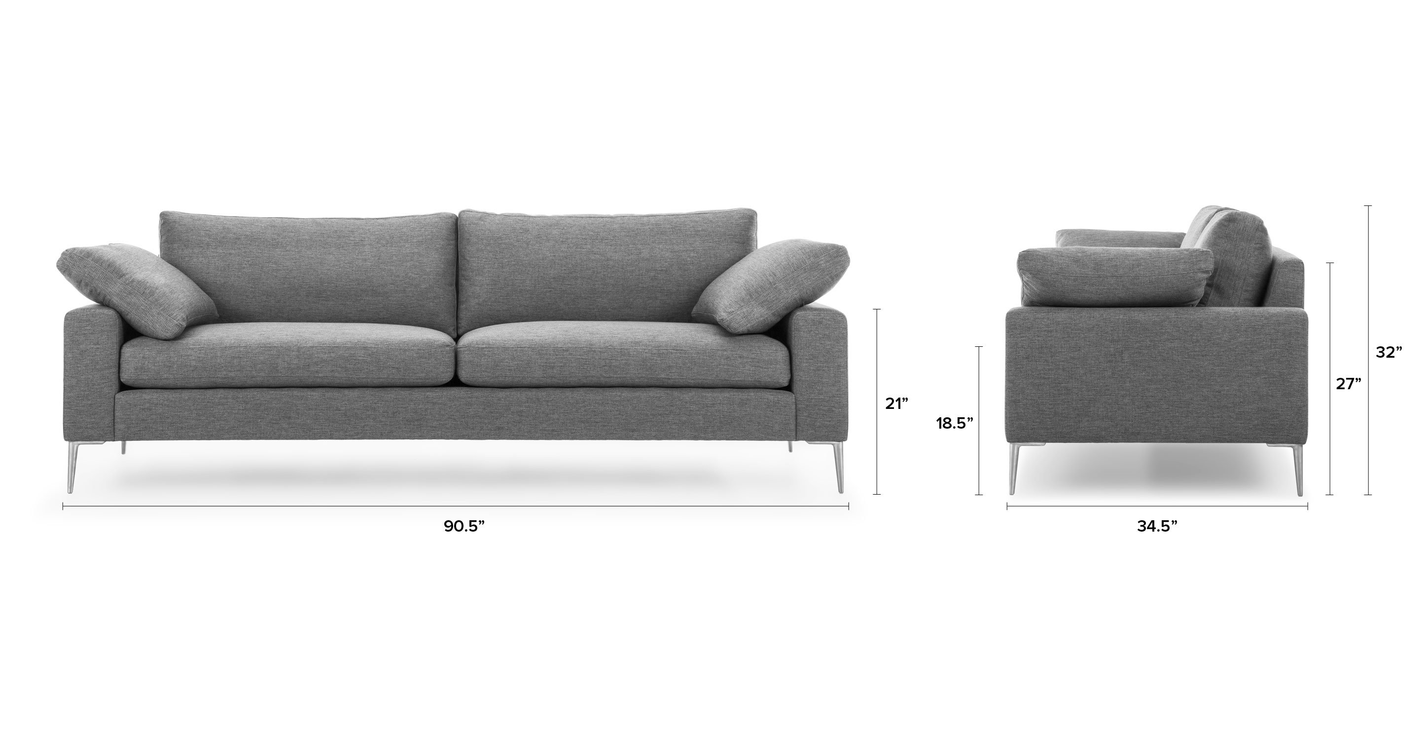 Nova 90.5" Sofa - Gravel Gray - Image 0