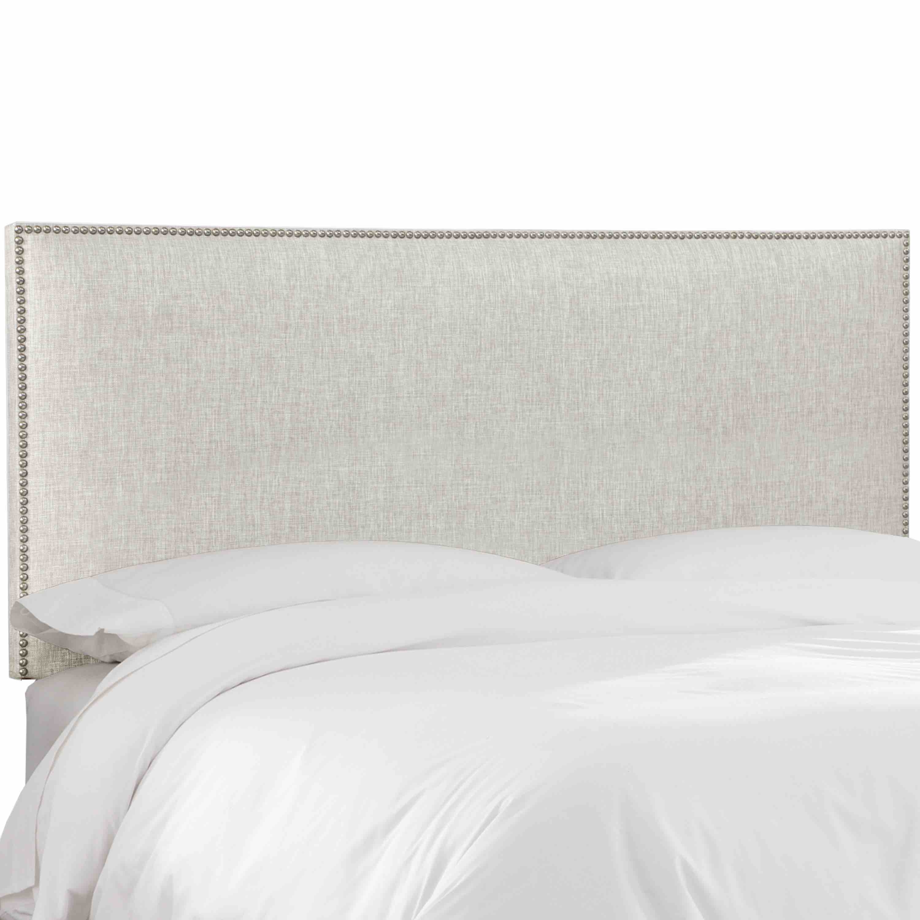 Queen Nail Button Border Headboard in Groupie Oyster - Image 0