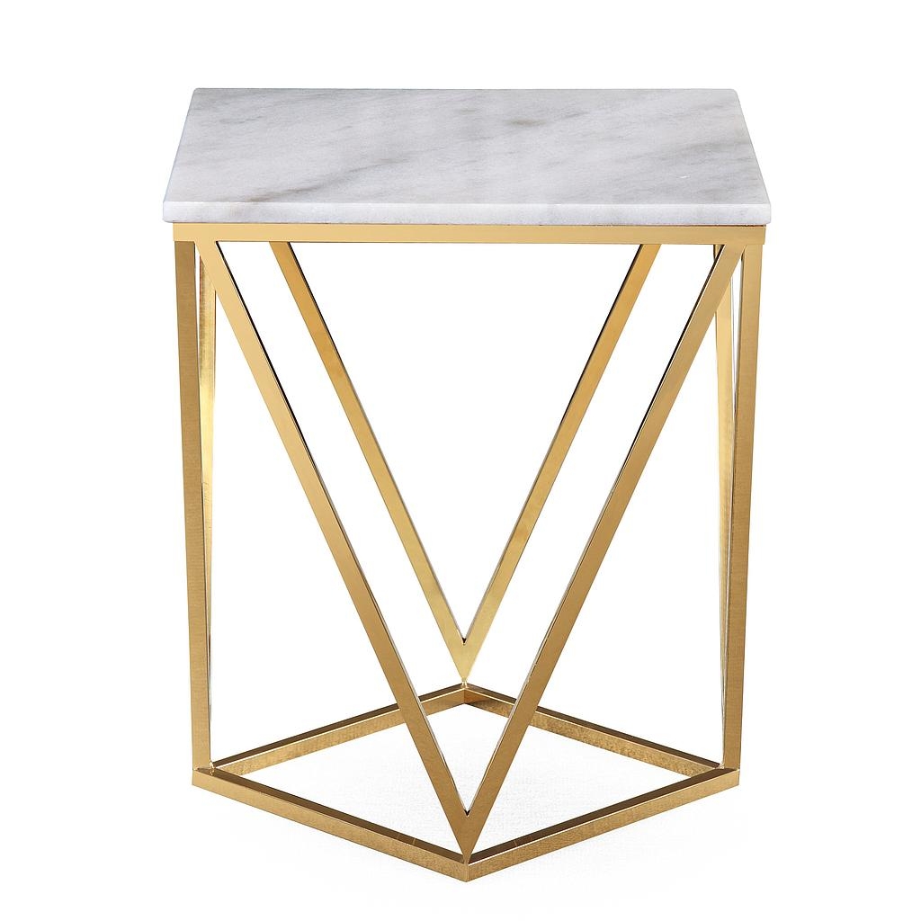 Langston White Marble Side Table - Image 1
