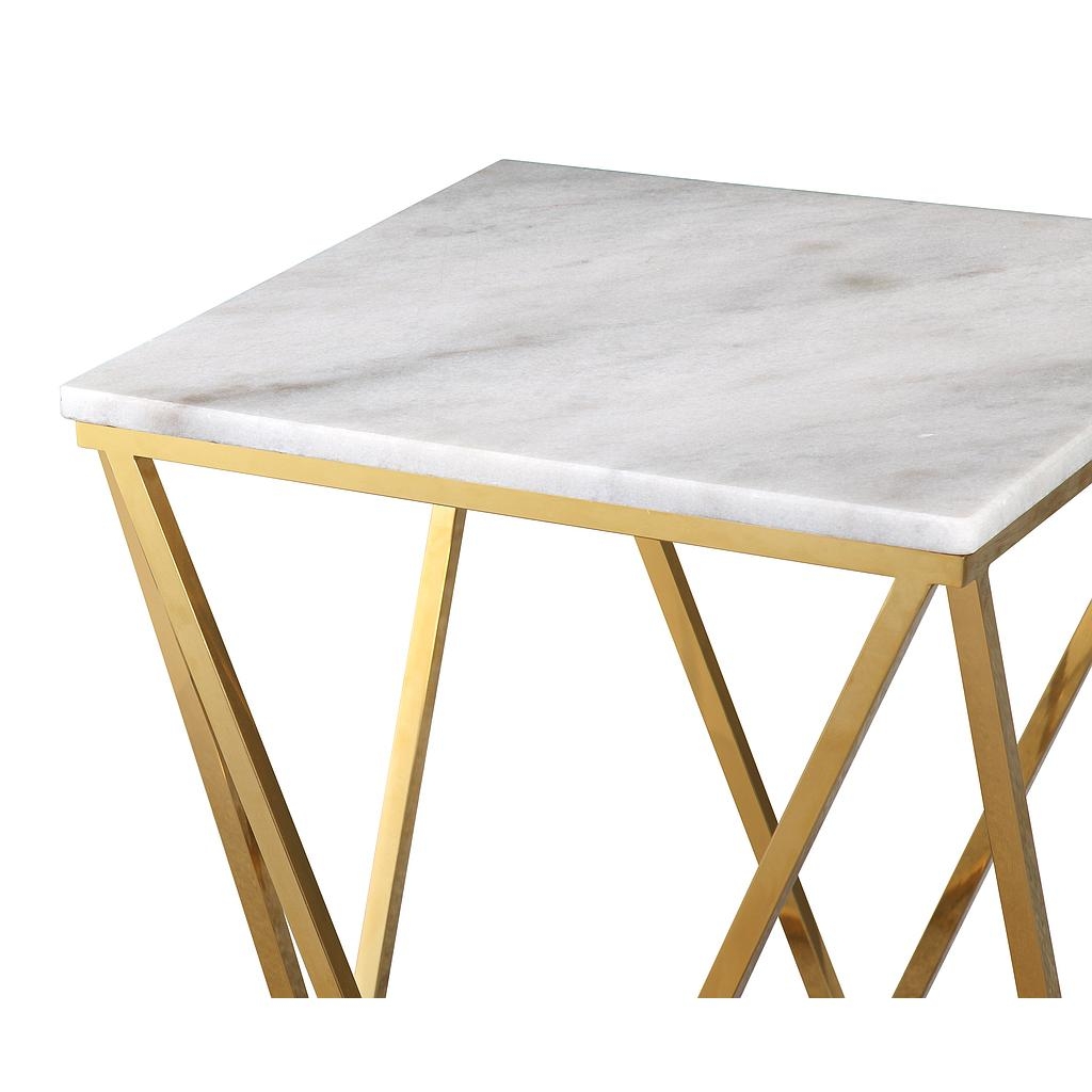 Langston White Marble Side Table - Image 2