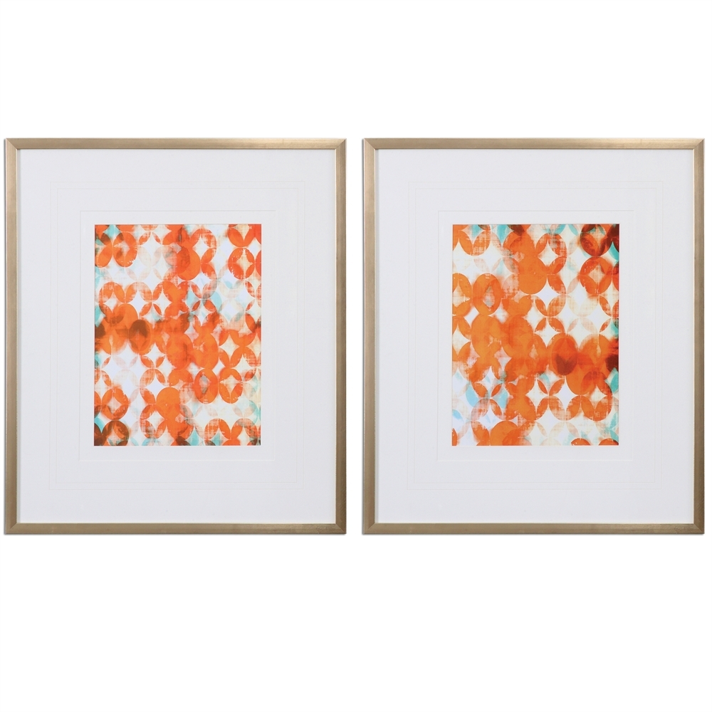 Overlapping Teal and Orange, S/2 with frame - Image 0