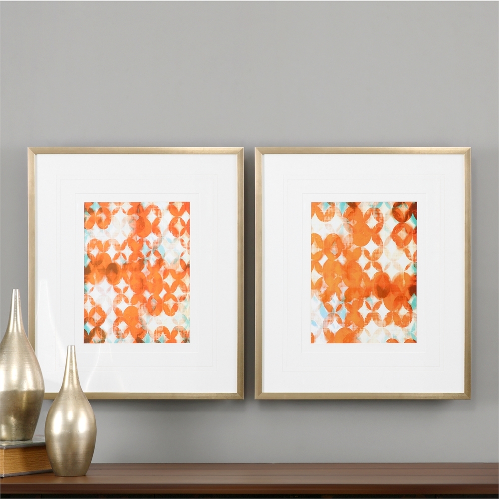 Overlapping Teal and Orange, S/2 with frame - Image 1
