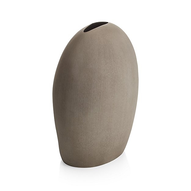 Alura Tall Light Grey Oval Ceramic Vase - Image 0