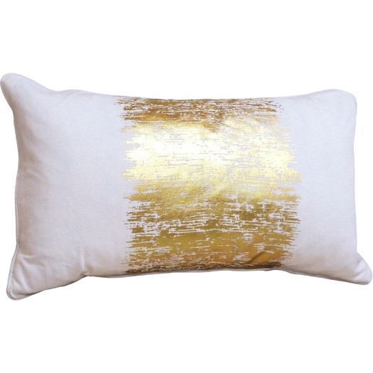 Agatha Metallic Banded Lumbar Pillow - 12x20 - Down/Feather Insert - Image 0