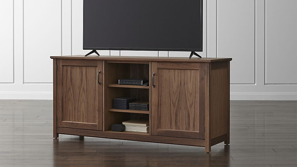Ainsworth Walnut 64" Media Console with Glass/Wood Doors - Image 1