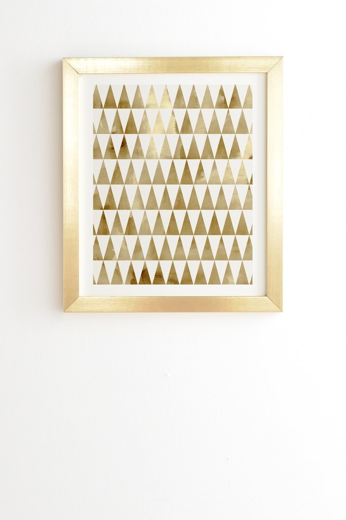 TRIANGLE PATTERN GOLD Framed Wall Art - 11" x 13" - Basic Gold Frame - With mat - Image 0