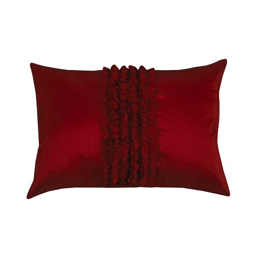 Urban Loft Ruffle Lumbar Pillow - Red - 14" H x 20" W - Down/Feather Fill - Image 0