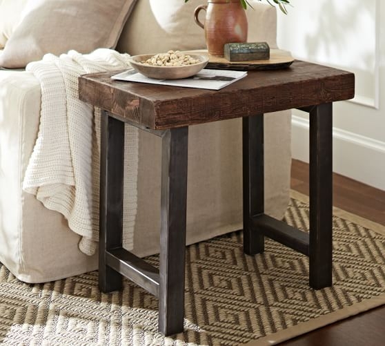 Griffin Wrought Iron & Reclaimed Wood Side Table - Image 1