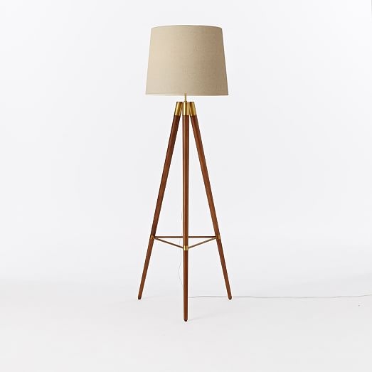 Mid-Century Wood Tripod Floor Lamp - Walnut - Image 0