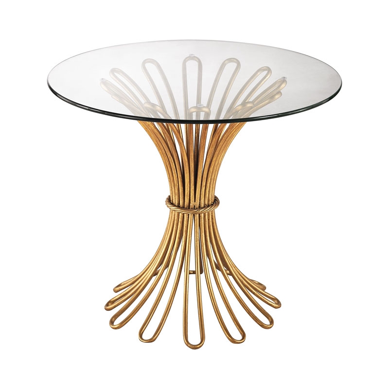 Flaired Rope Side Table In Gold Leaf And Clear Glass - Image 0