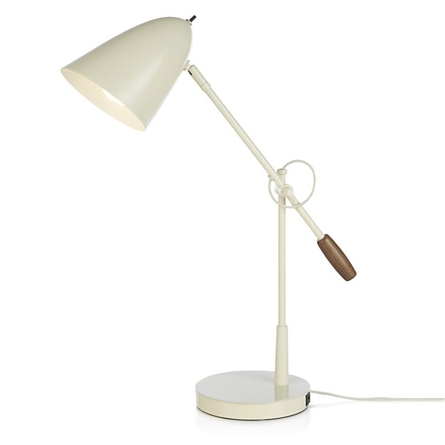 Morgan Ivory Metal Desk Lamp with USB Port - Image 0