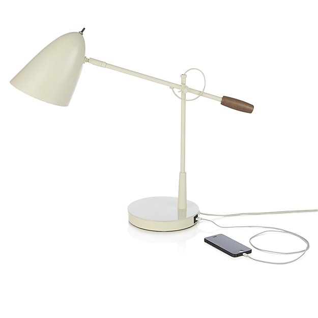 Morgan Ivory Metal Desk Lamp with USB Port - Image 1