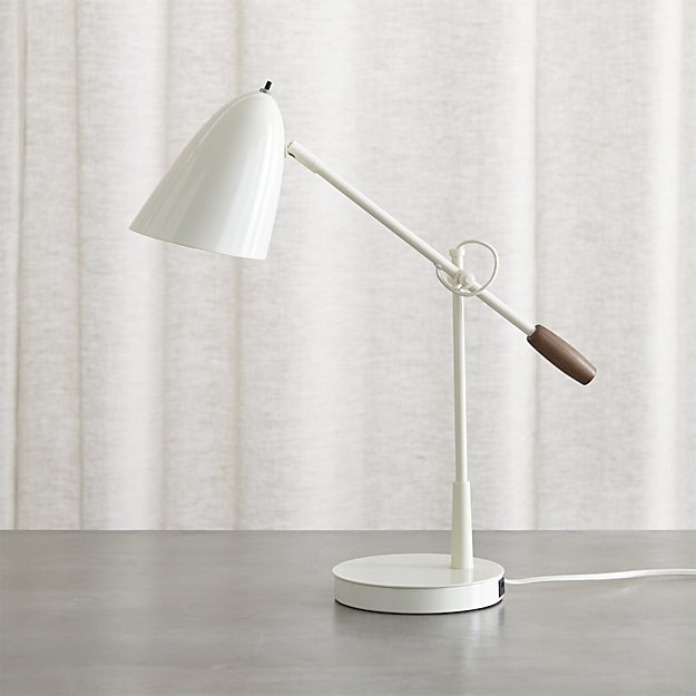 Morgan Ivory Metal Desk Lamp with USB Port - Image 2