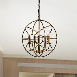 Benita 5-light Polished Brass Metal Strap Globe Chandelier - Image 0
