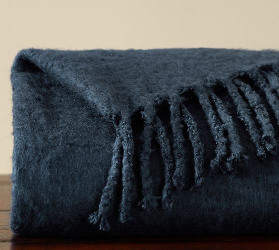 Faux Solid Mohair Throw - Sailor Blue - Image 0