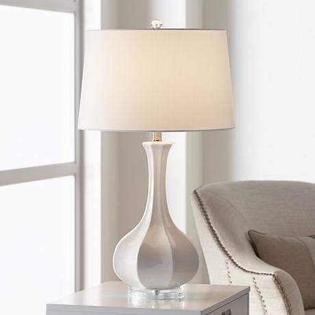 Aurion Fluted Ceramic Gourd Table Lamp - Image 1