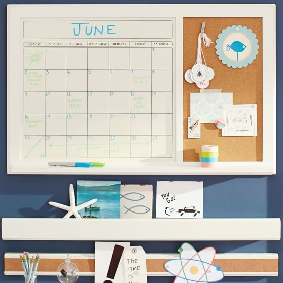 White Dry Erase Calendar Corkboard - Image 0
