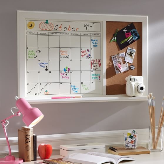 White Dry Erase Calendar Corkboard - Image 2