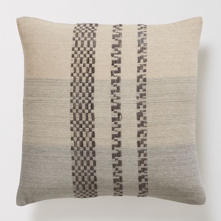 Checkered Stripe Pillow Cover - 18"sq.- Platinum - Insert sold separately - Image 0
