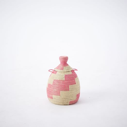 Graphic Printed Warming Baskets - Pink/Brown/Natural - Image 0
