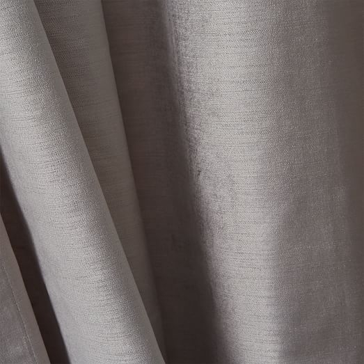 Cotton Luster Velvet Curtain + Blackout Panel, 48"x96", Platinum - Image 2