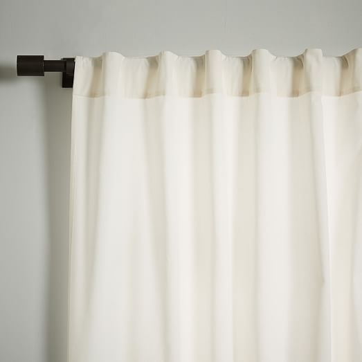 Velvet Pole Pocket Curtain - Ivory - Blackout Lining - 96"L - Image 1