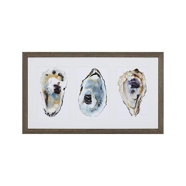 Oyster Shimmer Print-40"x22"-Framed(Grey wash finish)- with mat - Image 0