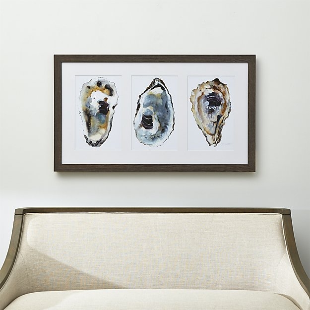 Oyster Shimmer Print-40"x22"-Framed(Grey wash finish)- with mat - Image 1