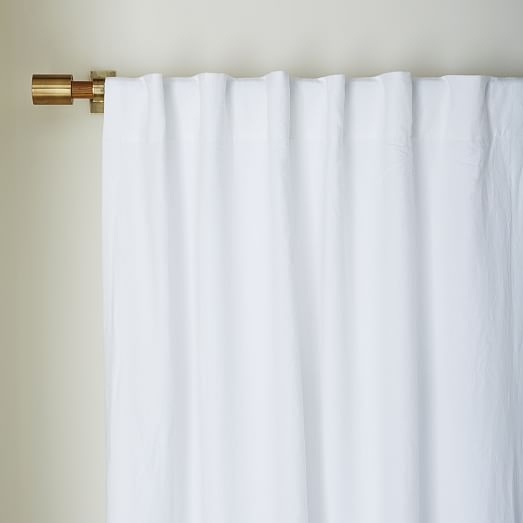 Belgian Flax Linen Curtain - White - Blackout Lining - 96"L - Image 0