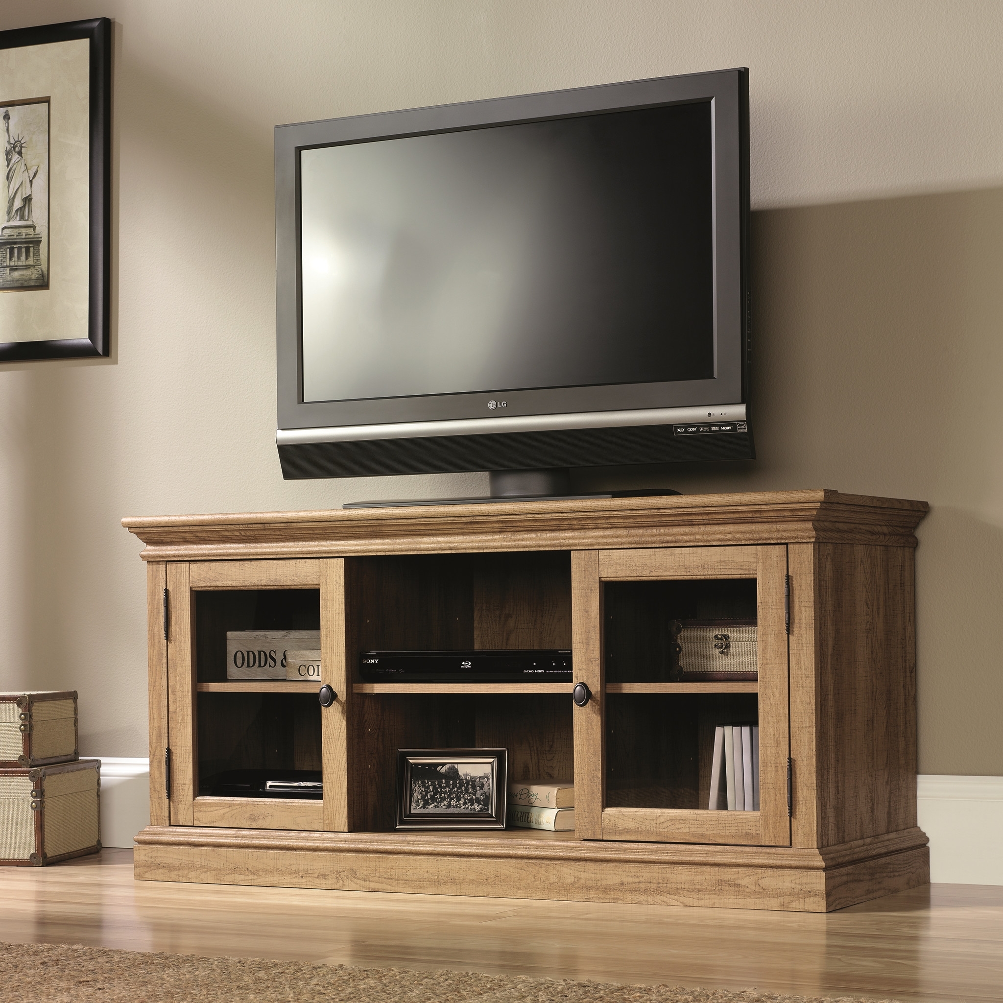 Greig 60" TV Stand - Scribbed Oak - 25.79" H x 53.25" W x 19.45" D - Image 1