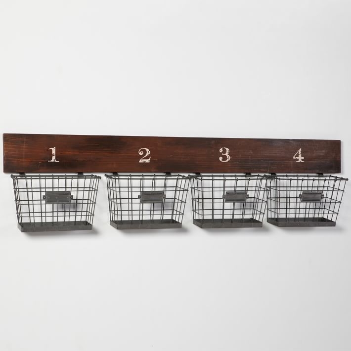 Wood And Wire Wall Multi Basket - Image 0