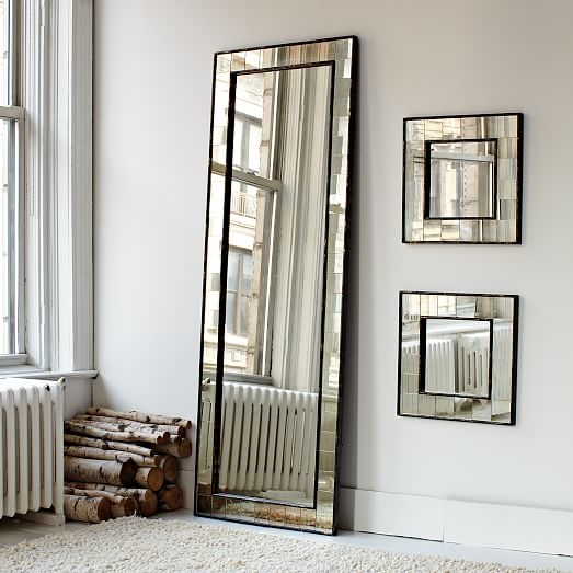 Antique Tiled Floor Mirror - Image 1