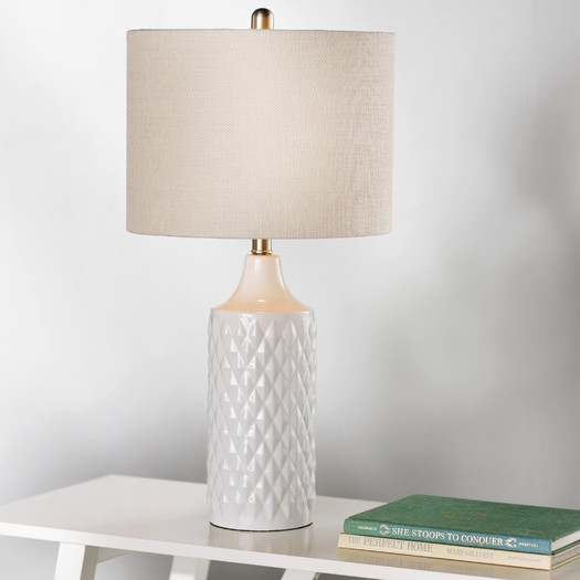 Table Lamp with Drum Shade - White - Image 1