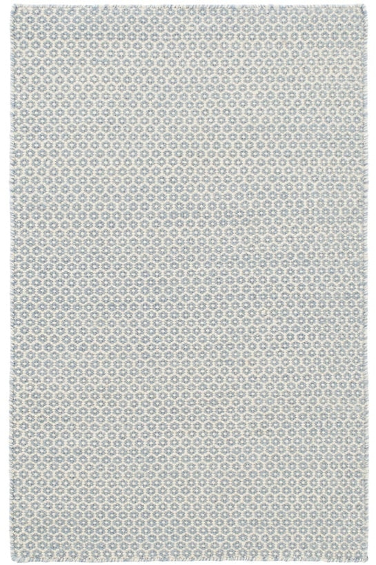 HONEYCOMB FRENCH BLUE/IVORY WOOL WOVEN RUG -2.5 x 8 - Image 0