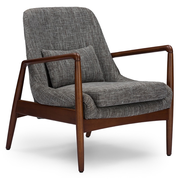 Baxton Studio Dixon Mid-century Modern Grey Fabric Upholstered Lounge Chair - Image 1