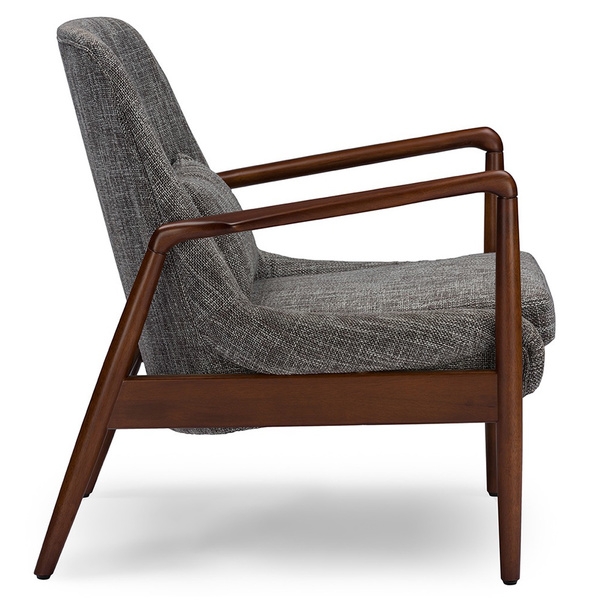 Baxton Studio Dixon Mid-century Modern Grey Fabric Upholstered Lounge Chair - Image 3