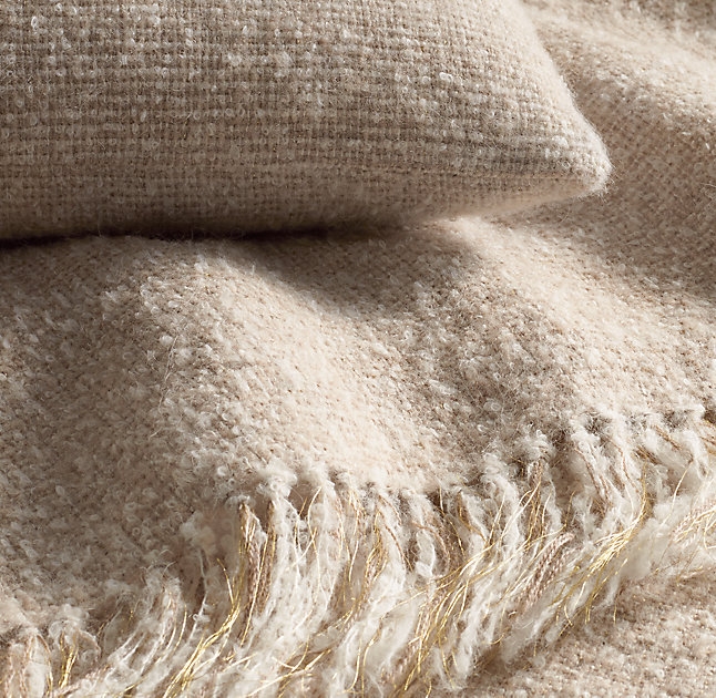 Alpaca Bouclé Weave Oversized Bed Throw - Dune - Image 0