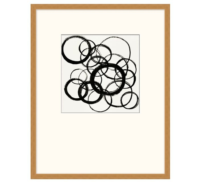 Black Circles With Oversized Mat, Framed Print, 19 x 24" - Image 0