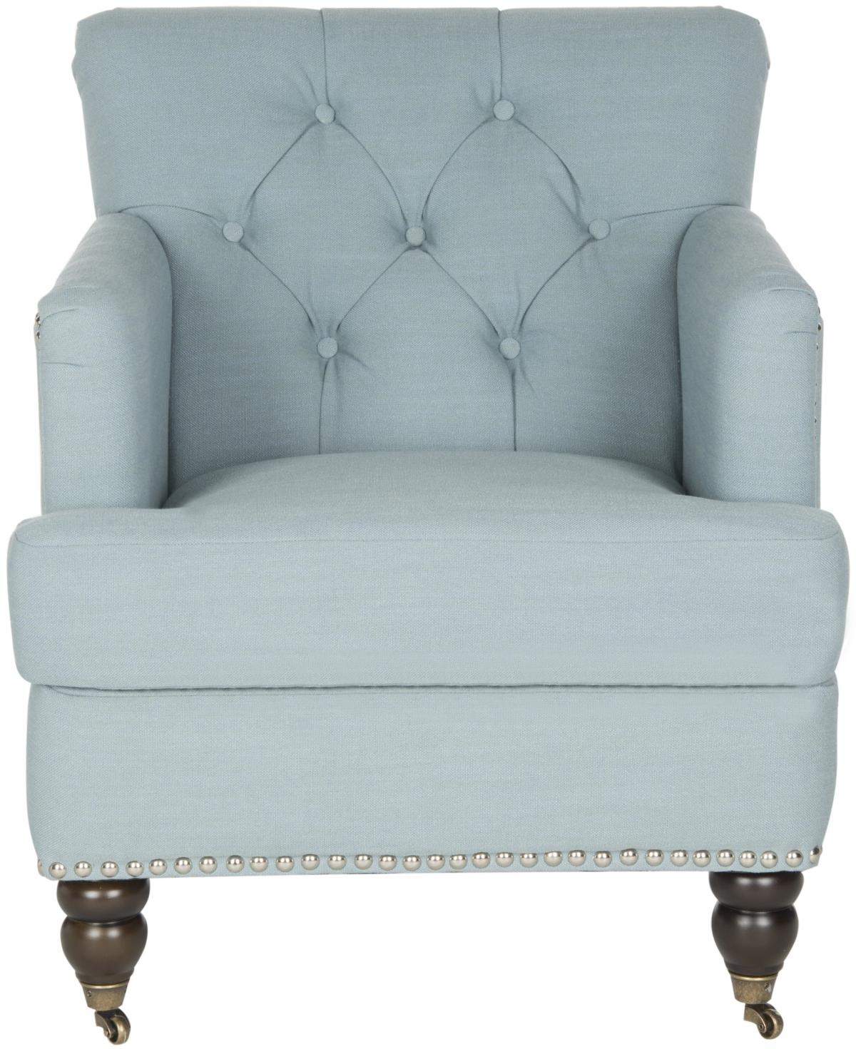 Colin Tufted Club Chair - Sky Blue/Espresso - Arlo Home - Image 0